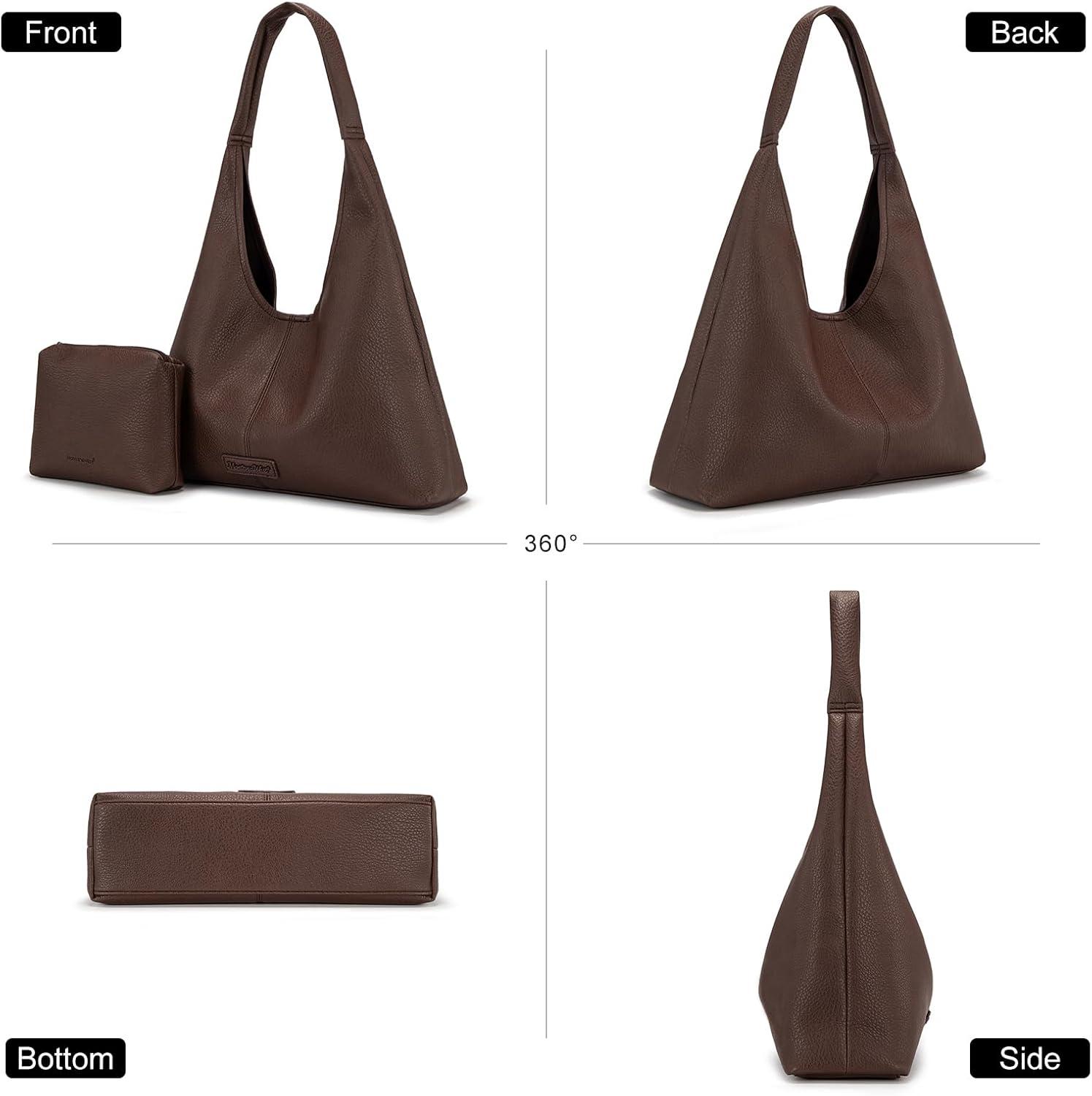 imageMontana West Hobo Bag Purses for Women Slouchy Soft Shoulder Handbags Tote with PouchChocolate