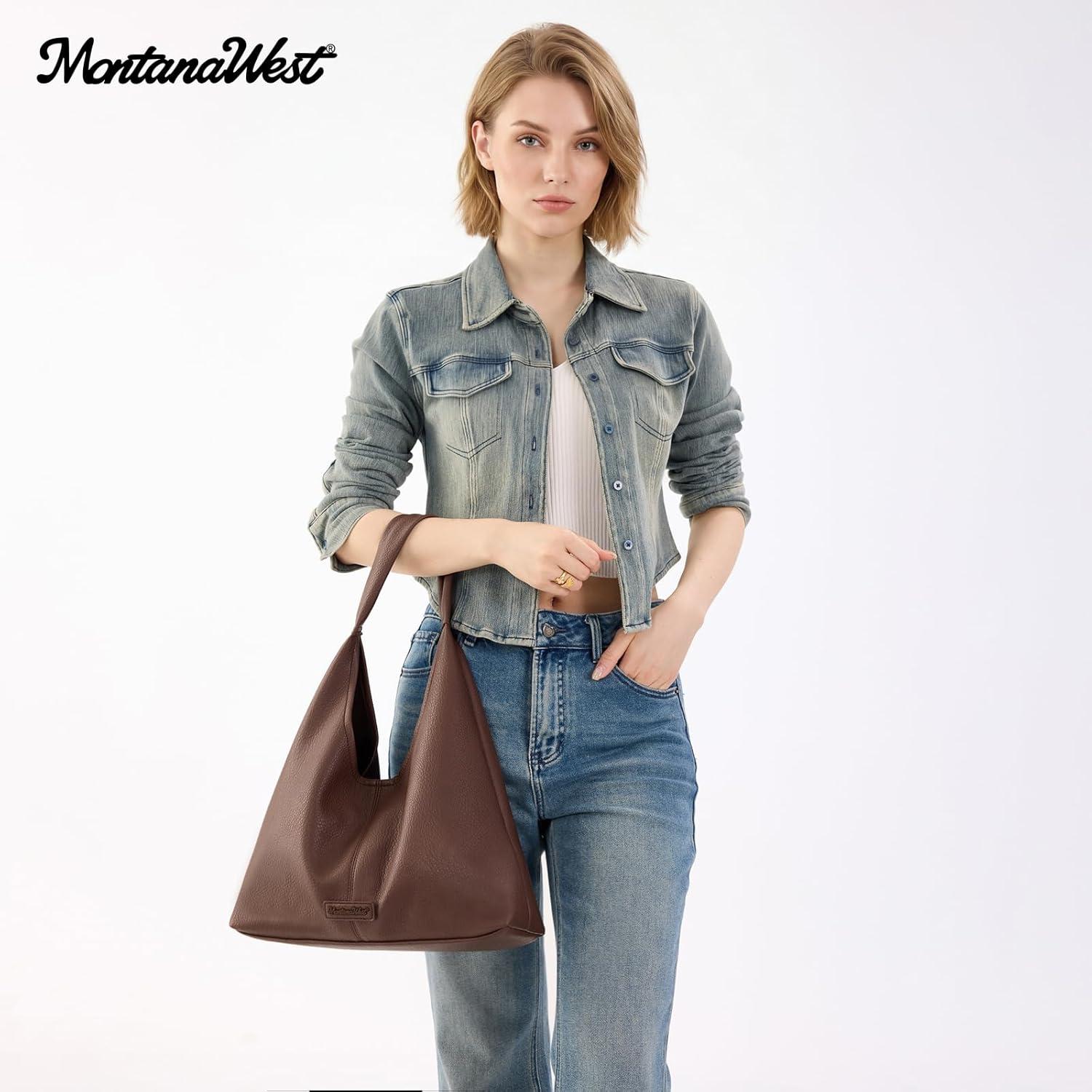 imageMontana West Hobo Bag Purses for Women Slouchy Soft Shoulder Handbags Tote with PouchChocolate
