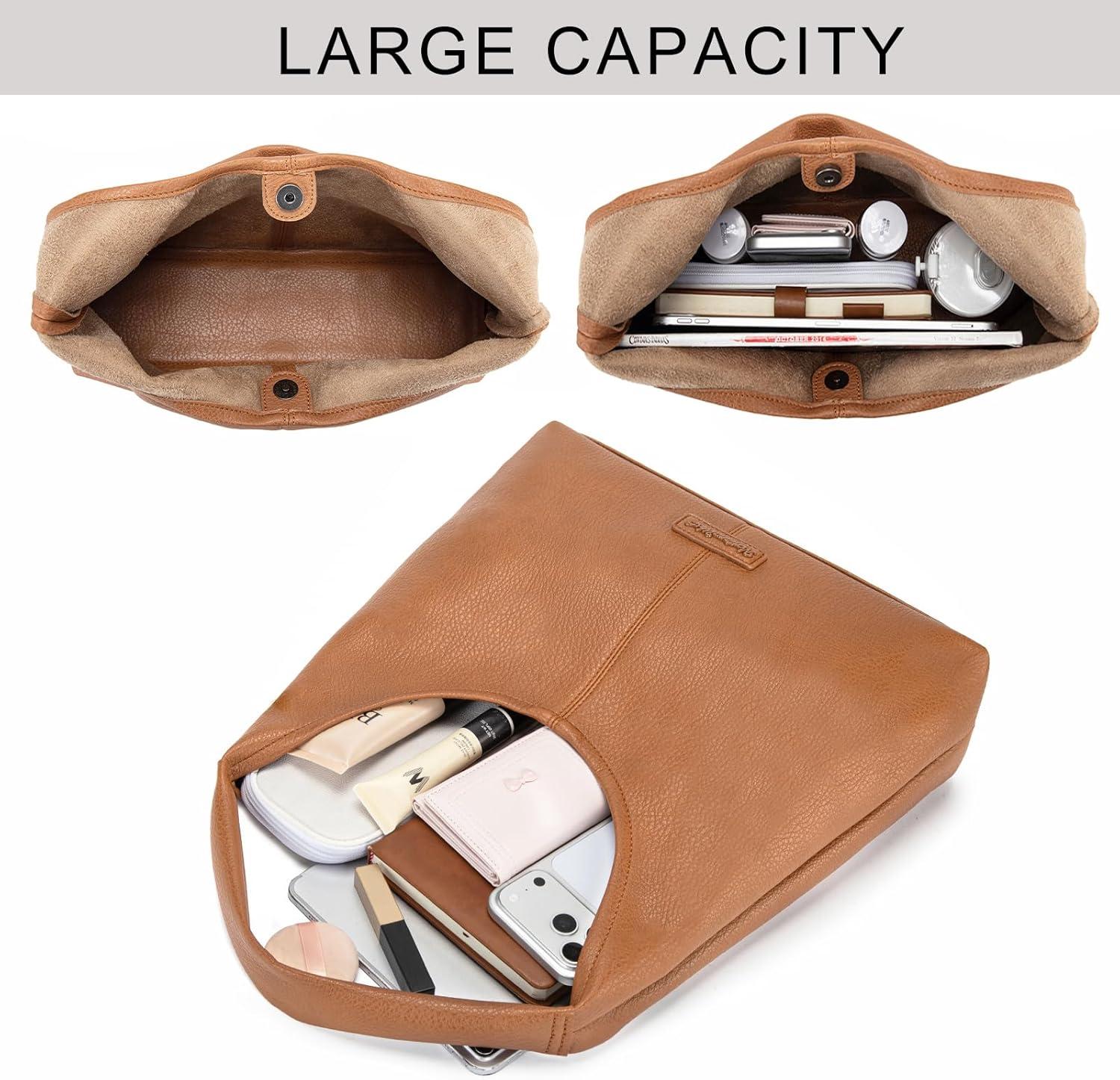 imageMontana West Hobo Bag Purses for Women Slouchy Soft Shoulder Handbags Tote with PouchCognac Brown