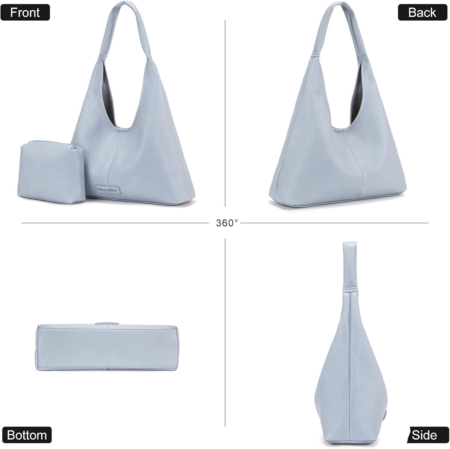 imageMontana West Hobo Bag Purses for Women Slouchy Soft Shoulder Handbags Tote with PouchDenim Blue