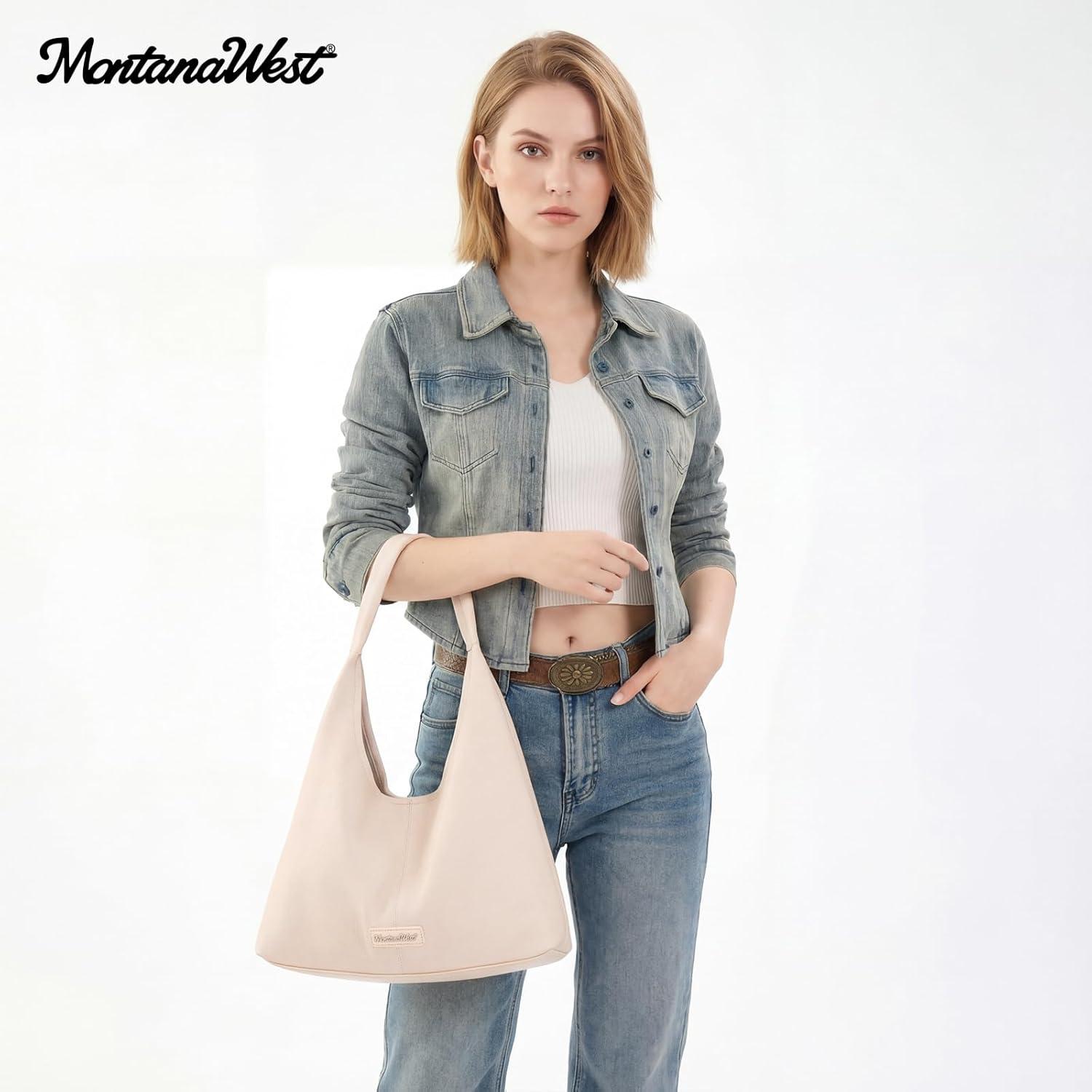 imageMontana West Hobo Bag Purses for Women Slouchy Soft Shoulder Handbags Tote with PouchKhaki