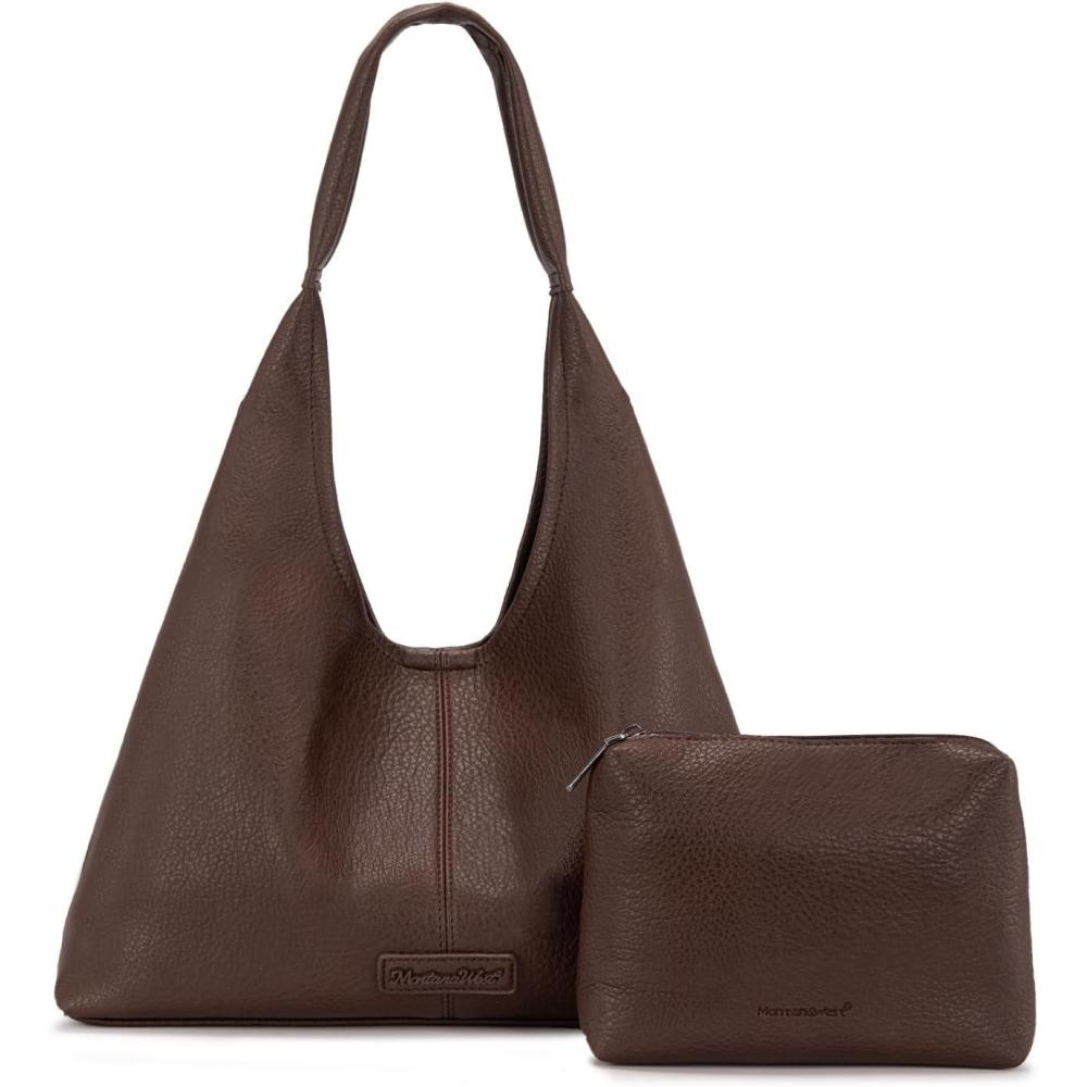 imageMontana West Hobo Bag Purses for Women Slouchy Soft Shoulder Handbags Tote with PouchChocolate