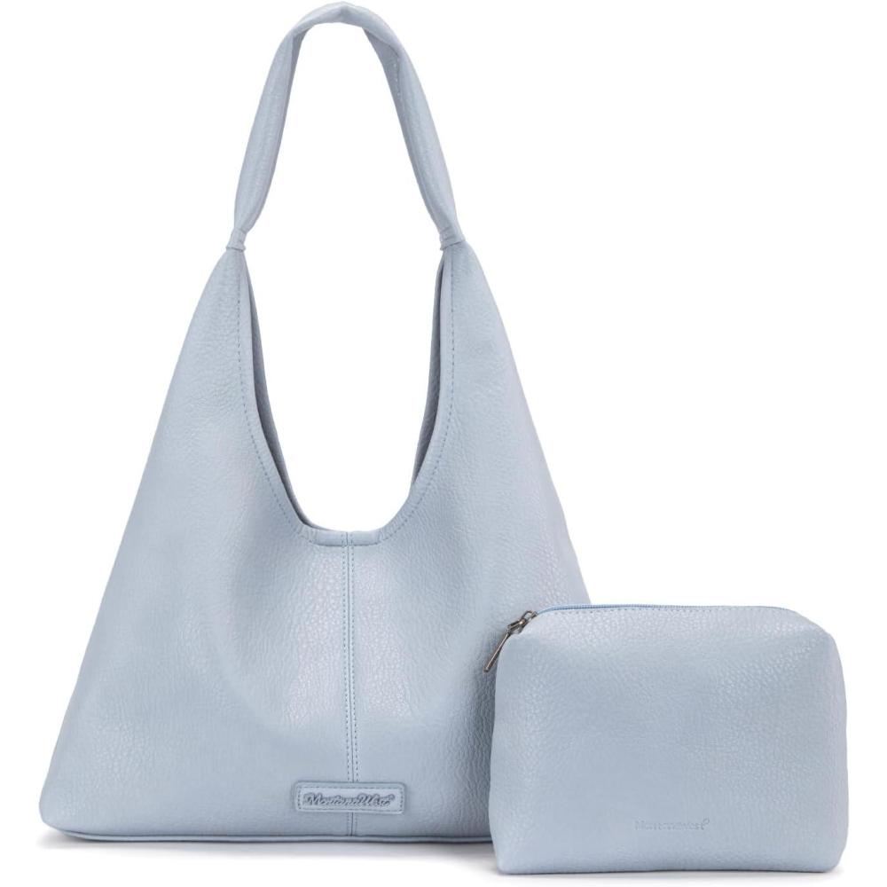 imageMontana West Hobo Bag Purses for Women Slouchy Soft Shoulder Handbags Tote with PouchDenim Blue