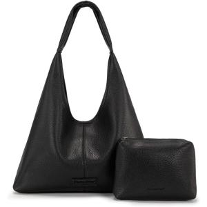 Montana West Hobo Bag Purses for Women Slouchy Soft Shoulder Handbags Tote with Pouch(Black)