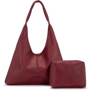 Montana West Hobo Bag Purses for Women Slouchy Soft Shoulder Handbags Tote with Pouch(Burgundy)
