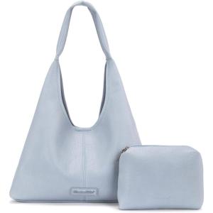 Montana West Hobo Bag Purses for Women Slouchy Soft Shoulder Handbags Tote with Pouch(Denim Blue)