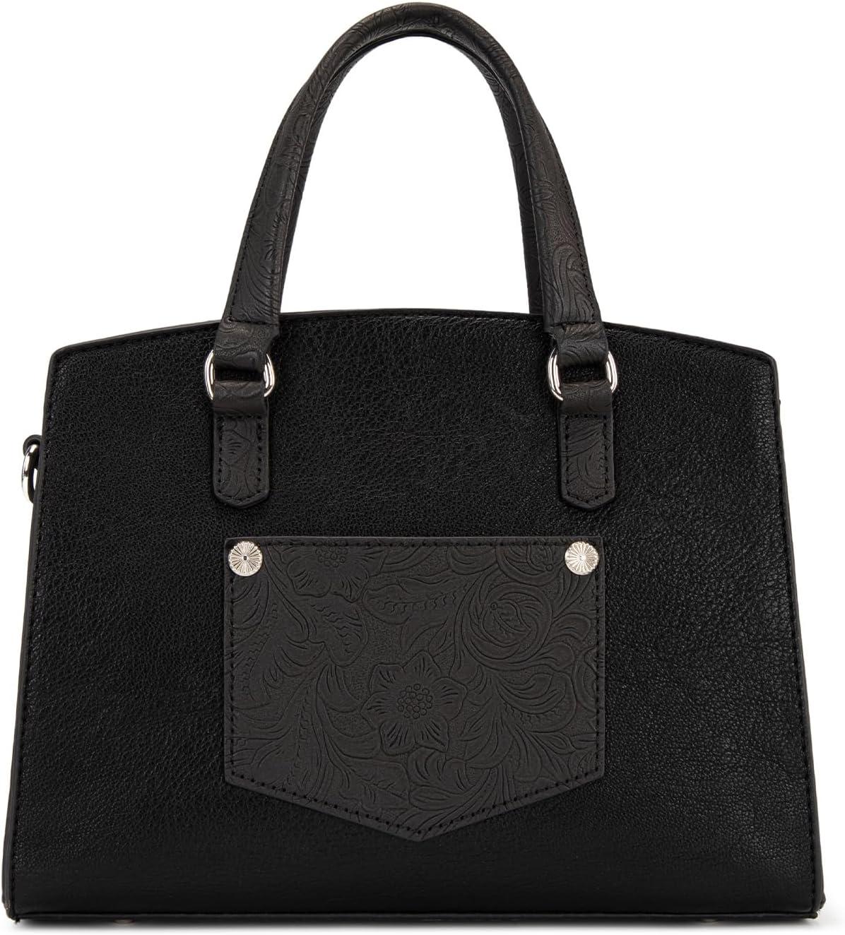 imageWrangler Medium Tote Bag for Women Lace Crossbody Top Handle Handbags Ladies Satchel Elegant Purse for Wedding GiftBlack