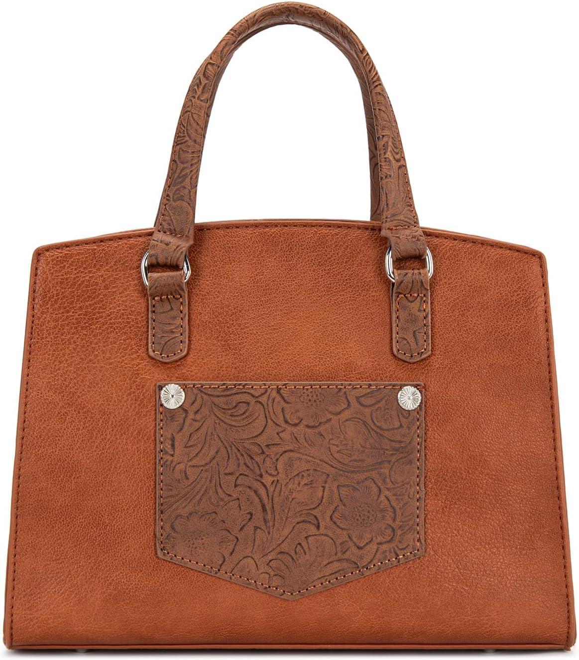 imageWrangler Medium Tote Bag for Women Lace Crossbody Top Handle Handbags Ladies Satchel Elegant Purse for Wedding GiftBrown