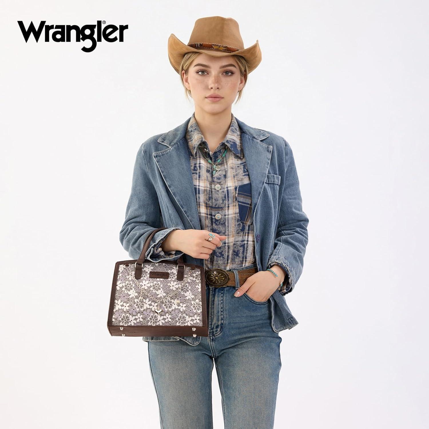 imageWrangler Medium Tote Bag for Women Lace Crossbody Top Handle Handbags Ladies Satchel Elegant Purse for Wedding GiftCoffee