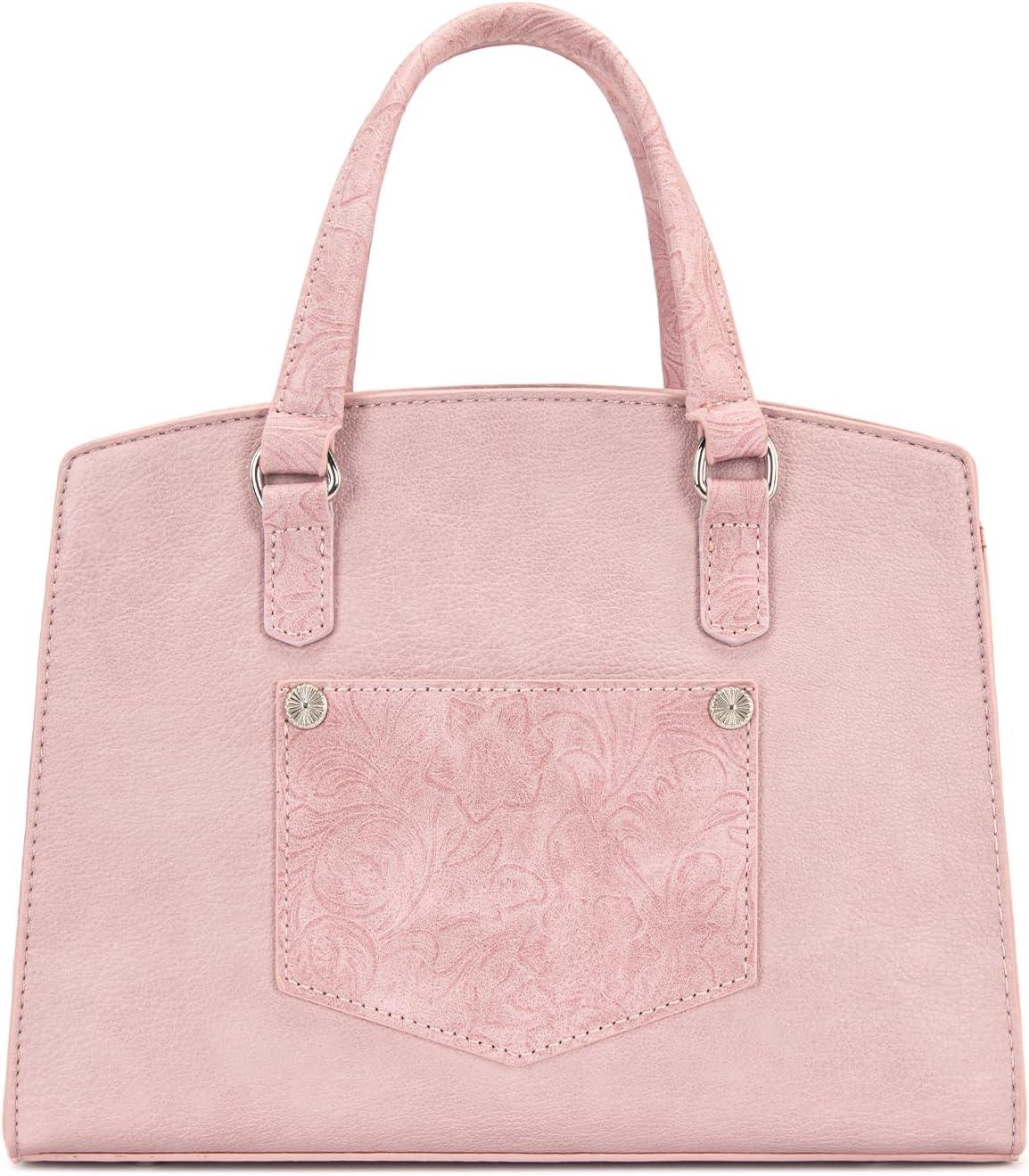 imageWrangler Medium Tote Bag for Women Lace Crossbody Top Handle Handbags Ladies Satchel Elegant Purse for Wedding GiftPink
