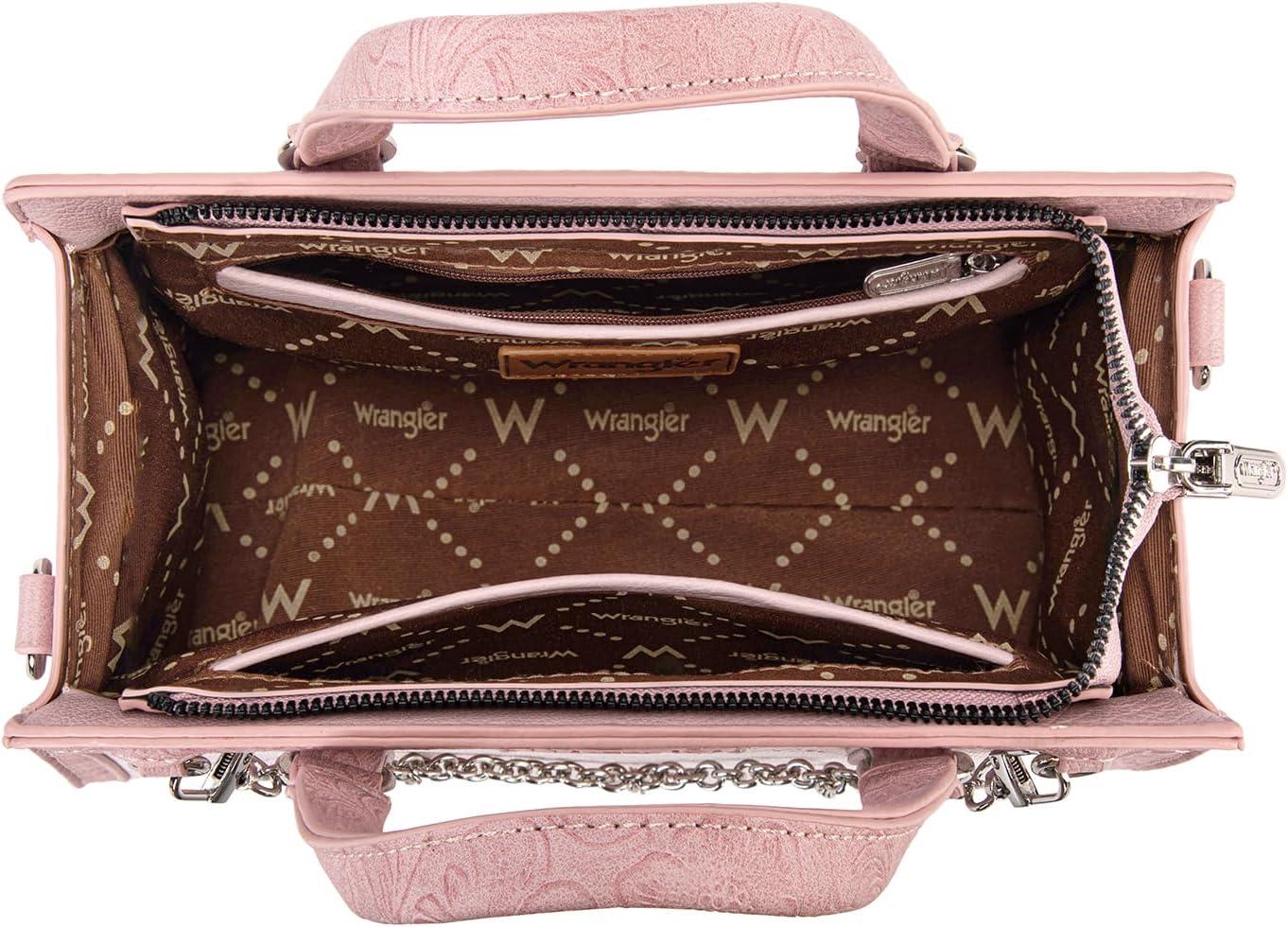 imageWrangler Medium Tote Bag for Women Lace Crossbody Top Handle Handbags Ladies Satchel Elegant Purse for Wedding GiftPink