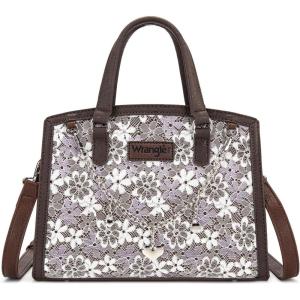 Wrangler Medium Tote Bag for Women, Lace Crossbody Top Handle Handbags Ladies Satchel Elegant Purse for Wedding Gift(Coffee)