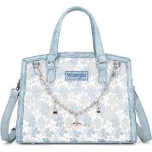 Wrangler Medium Tote Bag for Women, Lace Crossbody Top Handle Handbags Ladies Satchel Elegant Purse for Wedding Gift(Jean)