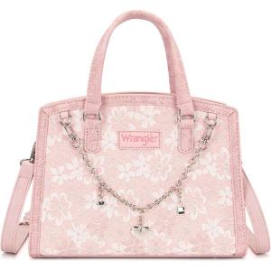 Wrangler Medium Tote Bag for Women, Lace Crossbody Top Handle Handbags Ladies Satchel Elegant Purse for Wedding Gift(Pink)