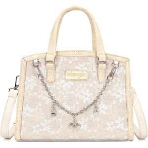 Wrangler Medium Tote Bag for Women, Lace Crossbody Top Handle Handbags Ladies Satchel Elegant Purse for Wedding Gift(Tan)