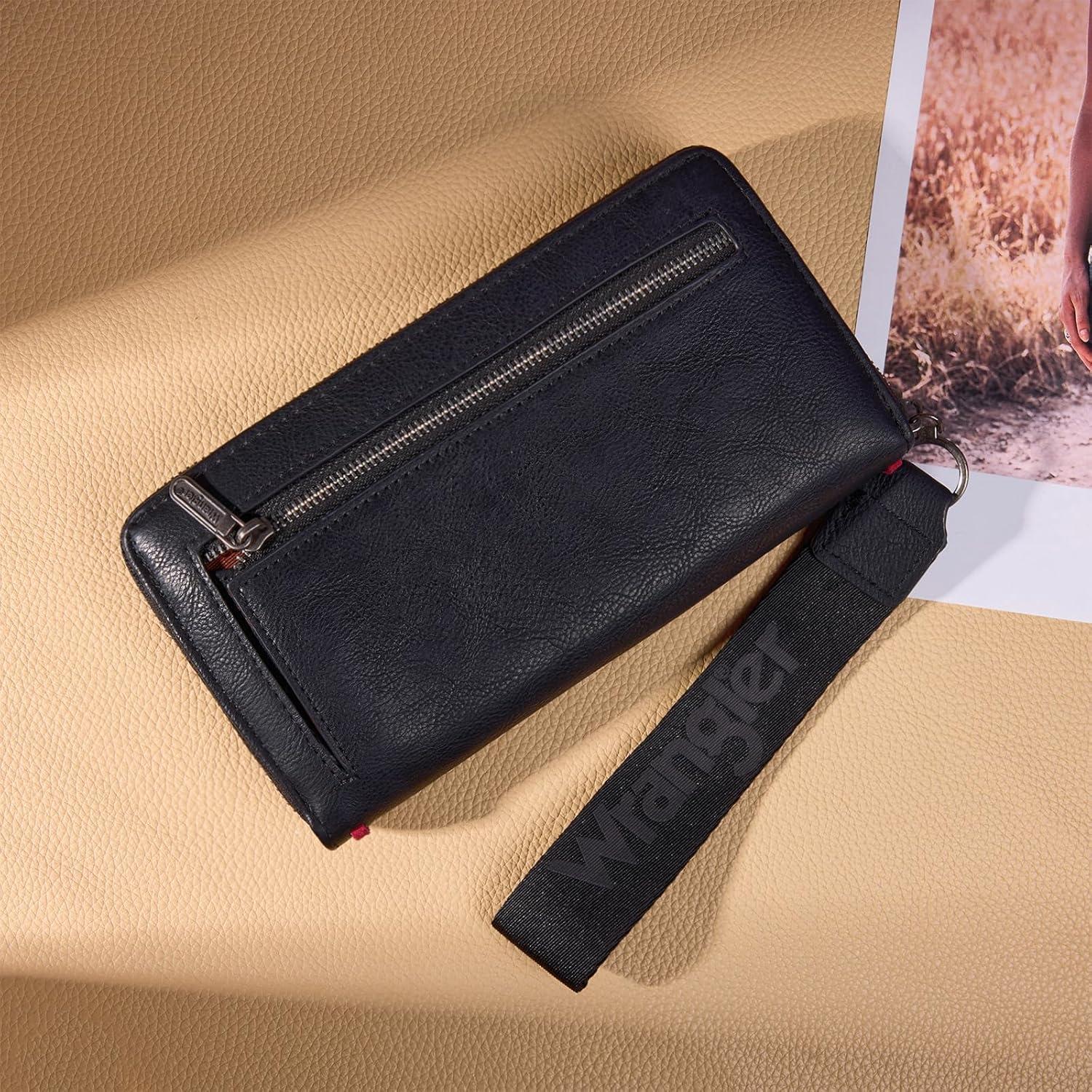 imageMontana West Wrangler Wristlet Wallets for Women Clutch Purse Retro Western Style Card Holder with RFID WG449W130TNBlack