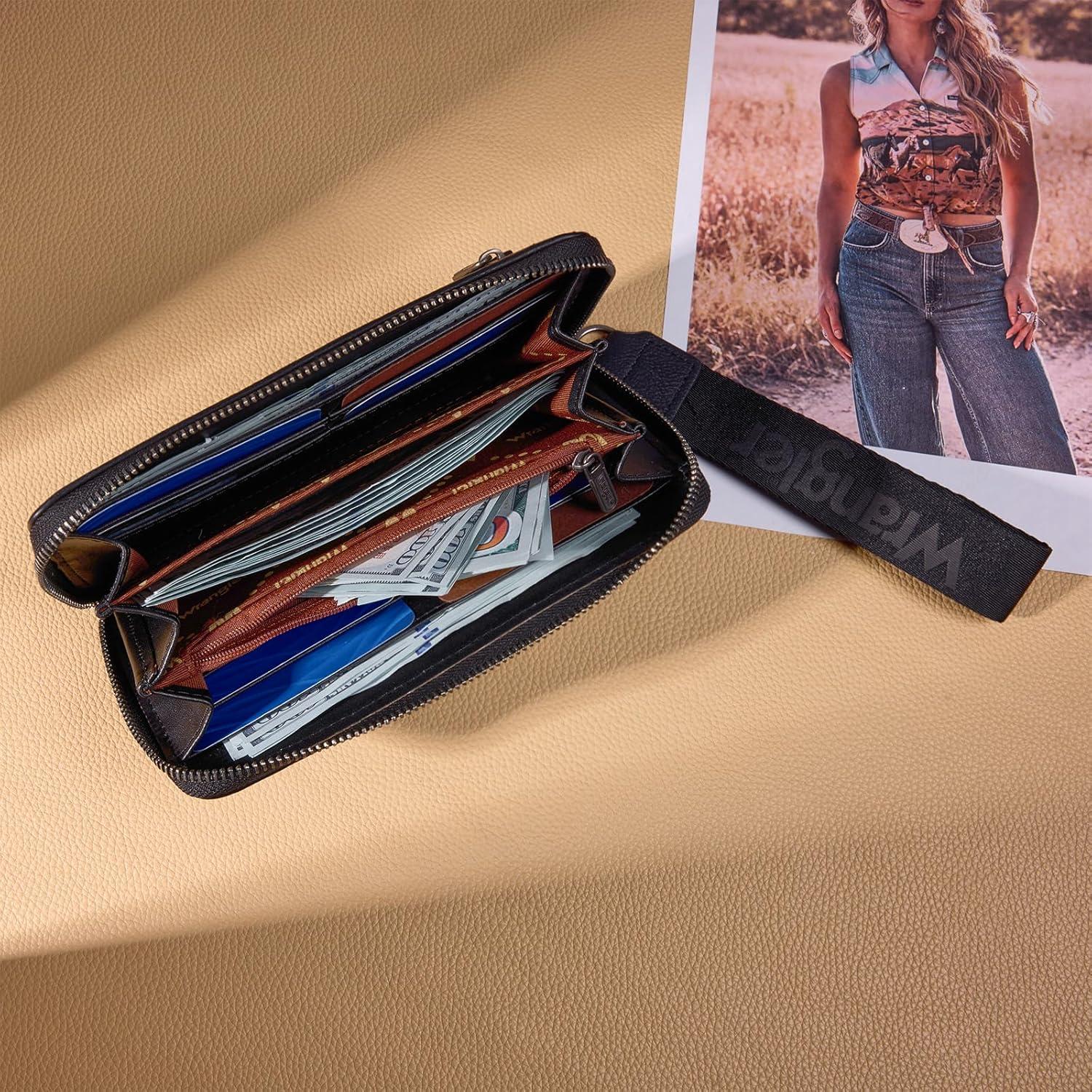 imageMontana West Wrangler Wristlet Wallets for Women Clutch Purse Retro Western Style Card Holder with RFID WG449W130TNBlack