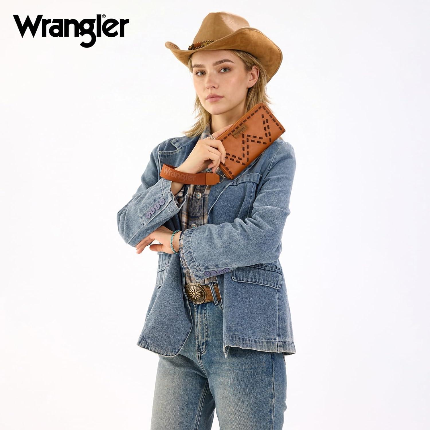 imageMontana West Wrangler Wristlet Wallets for Women Clutch Purse Retro Western Style Card Holder with RFID WG449W130TNBrown
