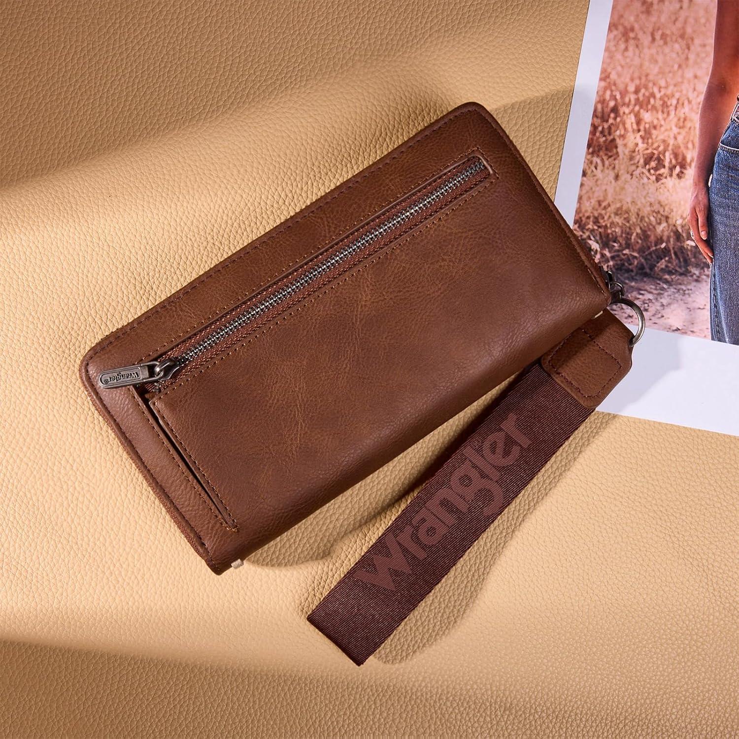 imageMontana West Wrangler Wristlet Wallets for Women Clutch Purse Retro Western Style Card Holder with RFID WG449W130TNCoffee