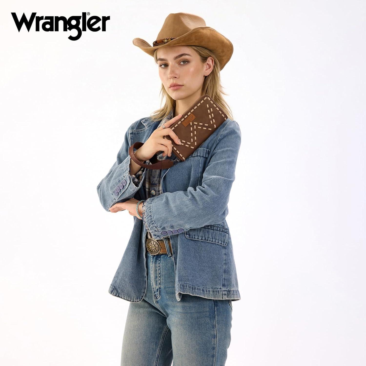 imageMontana West Wrangler Wristlet Wallets for Women Clutch Purse Retro Western Style Card Holder with RFID WG449W130TNCoffee