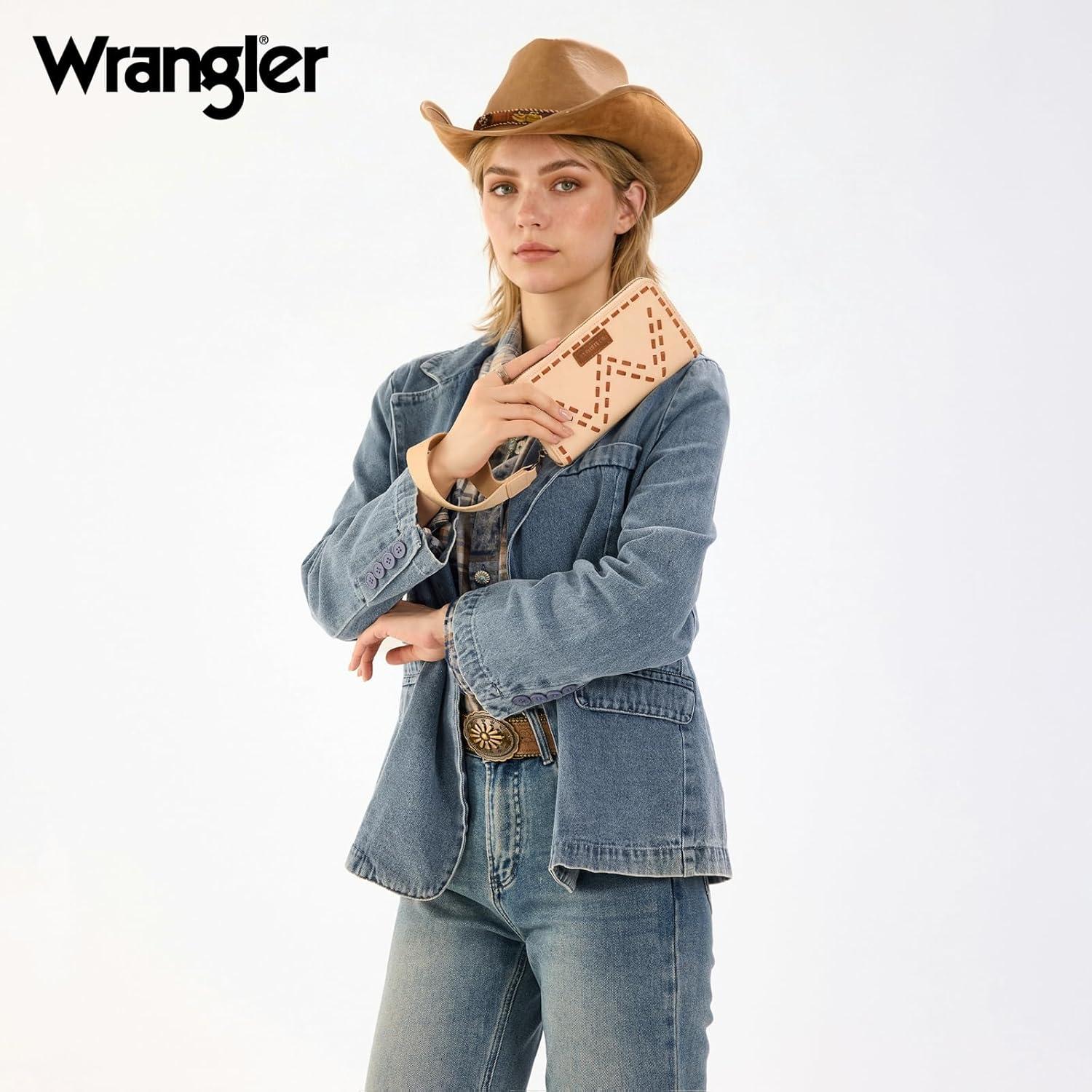 imageMontana West Wrangler Wristlet Wallets for Women Clutch Purse Retro Western Style Card Holder with RFID WG449W130TNTan