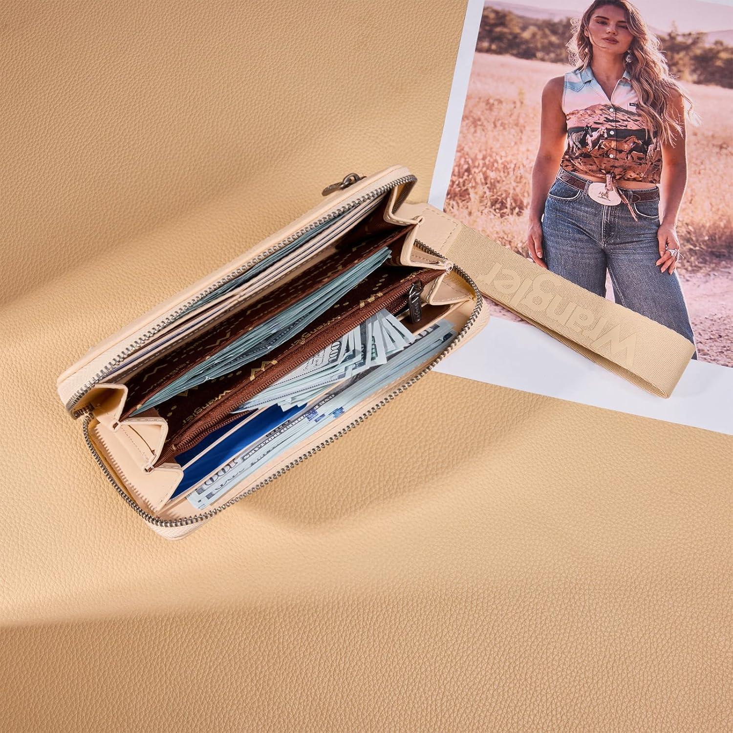 imageMontana West Wrangler Wristlet Wallets for Women Clutch Purse Retro Western Style Card Holder with RFID WG449W130TNTan