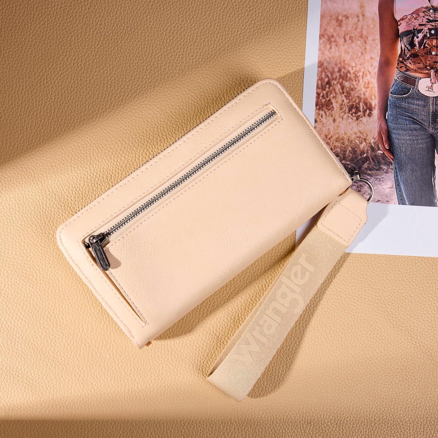 imageMontana West Wrangler Wristlet Wallets for Women Clutch Purse Retro Western Style Card Holder with RFID WG449W130TNTan