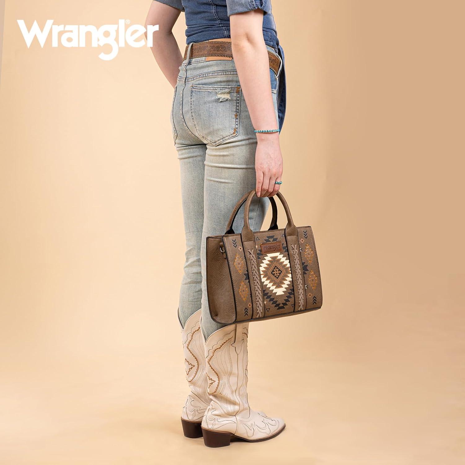 imageWrangler Tote Bag for Women Western Purse and Aztec Satchel HandbagAztec Khaki