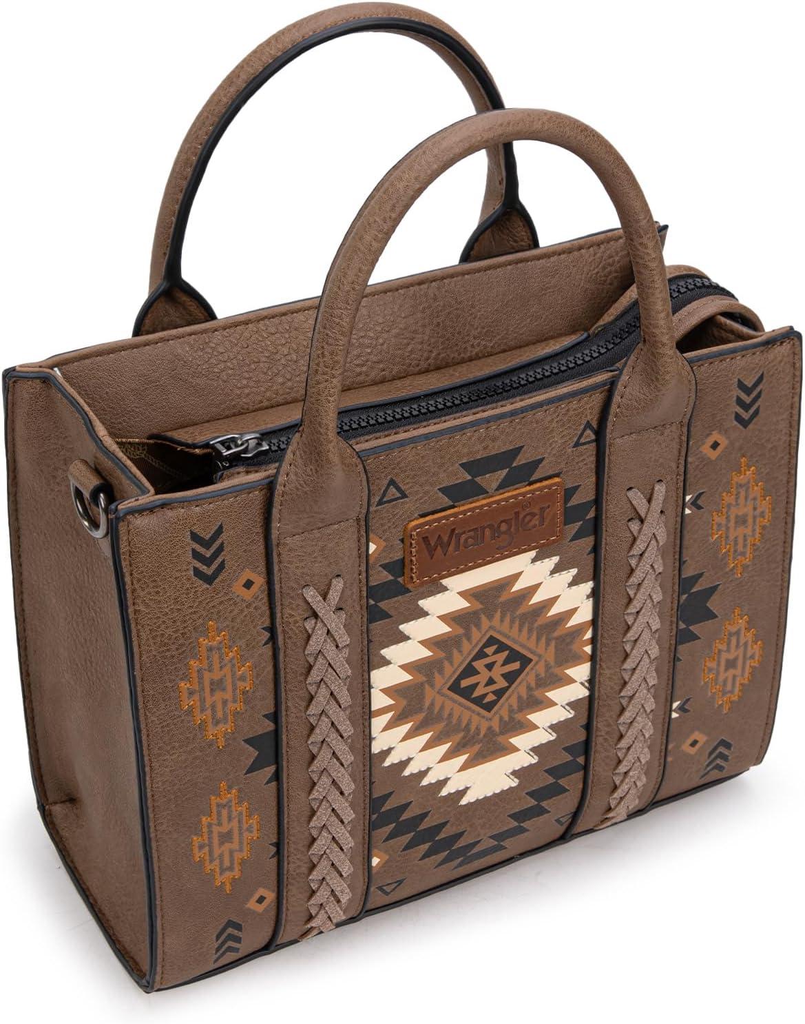 imageWrangler Tote Bag for Women Western Purse and Aztec Satchel HandbagAztec Khaki
