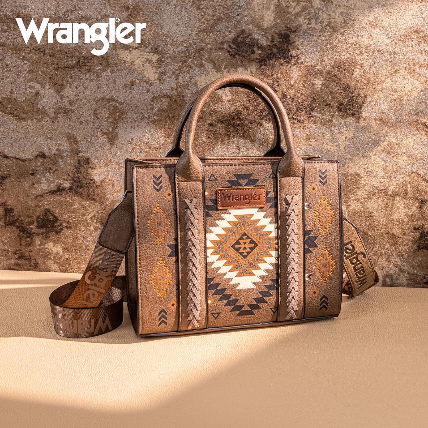 imageWrangler Tote Bag for Women Western Purse and Aztec Satchel HandbagAztec Khaki