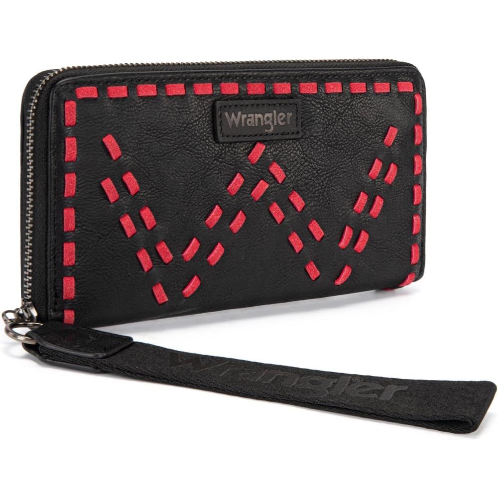 imageMontana West Wrangler Wristlet Wallets for Women Clutch Purse Retro Western Style Card Holder with RFID WG449W130TNBlack