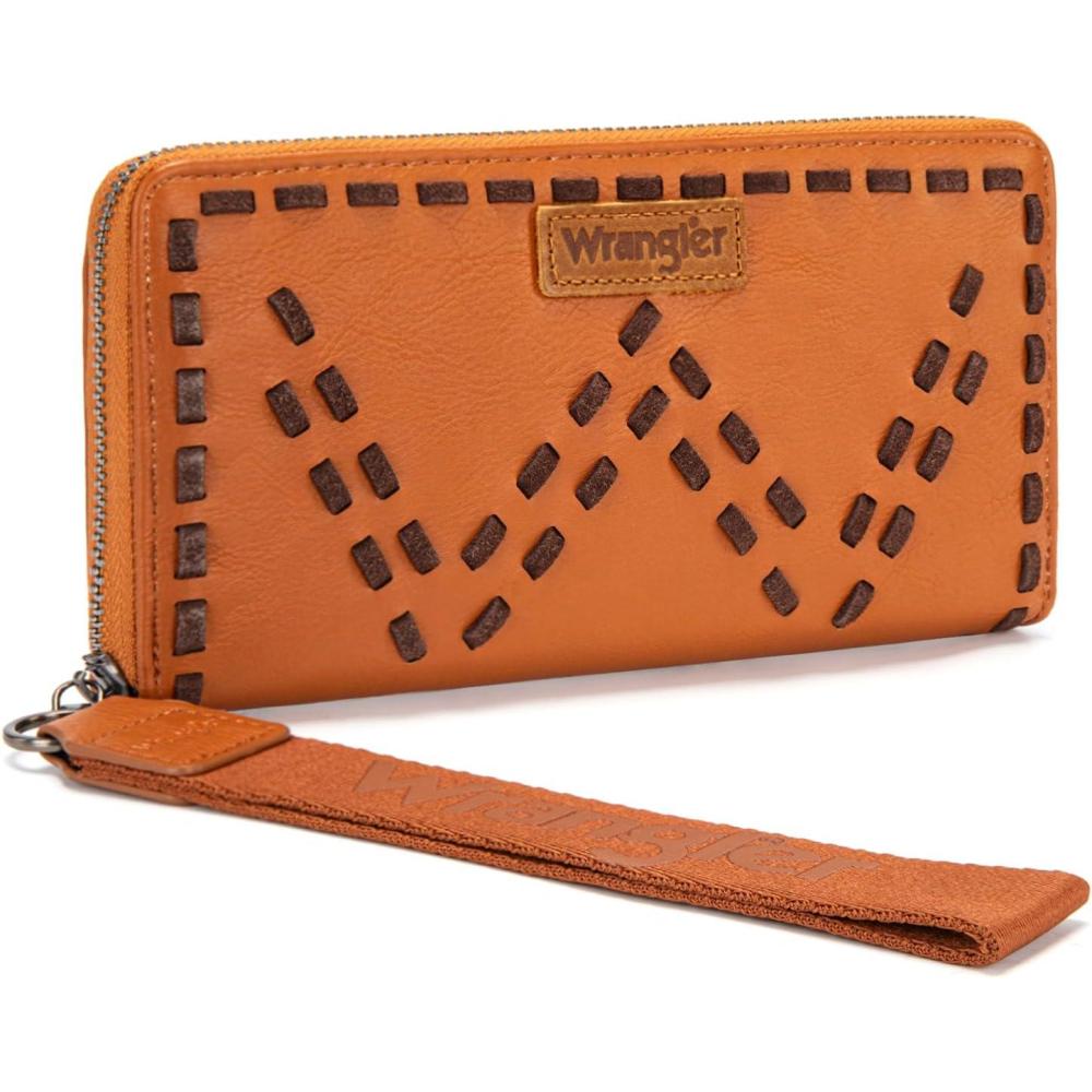 imageMontana West Wrangler Wristlet Wallets for Women Clutch Purse Retro Western Style Card Holder with RFID WG449W130TNBrown