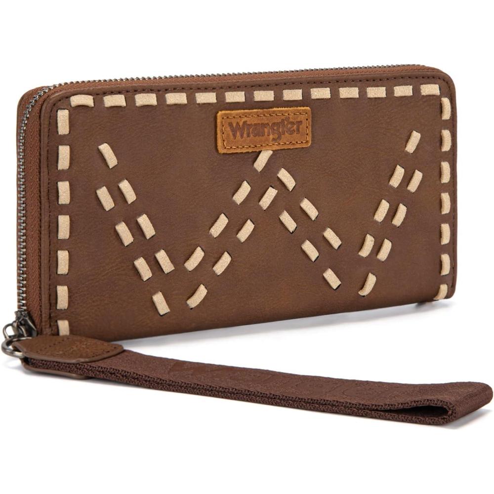 imageMontana West Wrangler Wristlet Wallets for Women Clutch Purse Retro Western Style Card Holder with RFID WG449W130TNCoffee