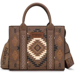Wrangler Tote Bag for Women Western Purse and Aztec Satchel Handbag(Aztec Khaki)