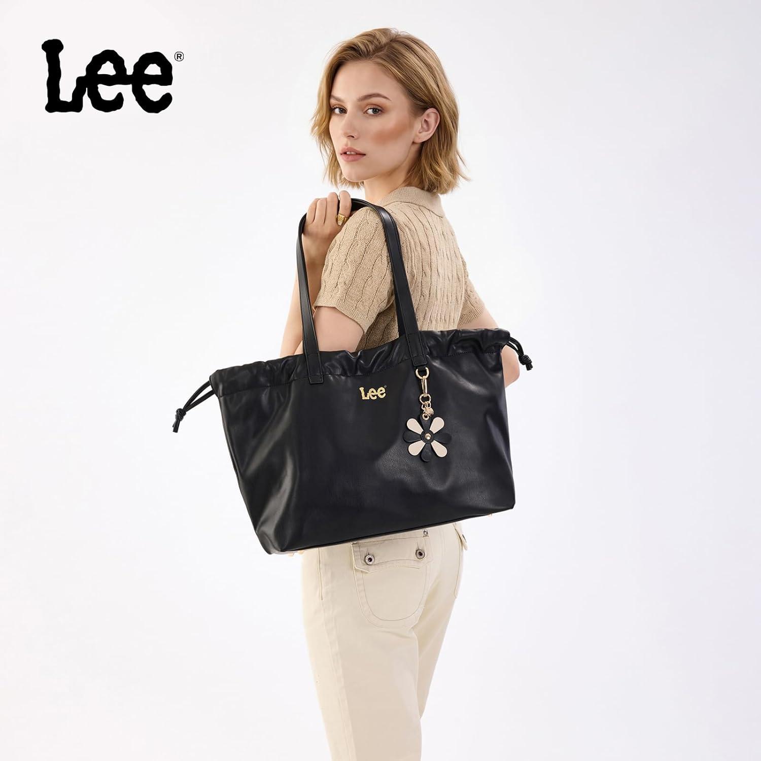 imageMONTANA WEST x Lee Drawstring Crossbody Bag for Women PU Leather Small Vintage Dustbag Style Shoulder Bag PurseBlack