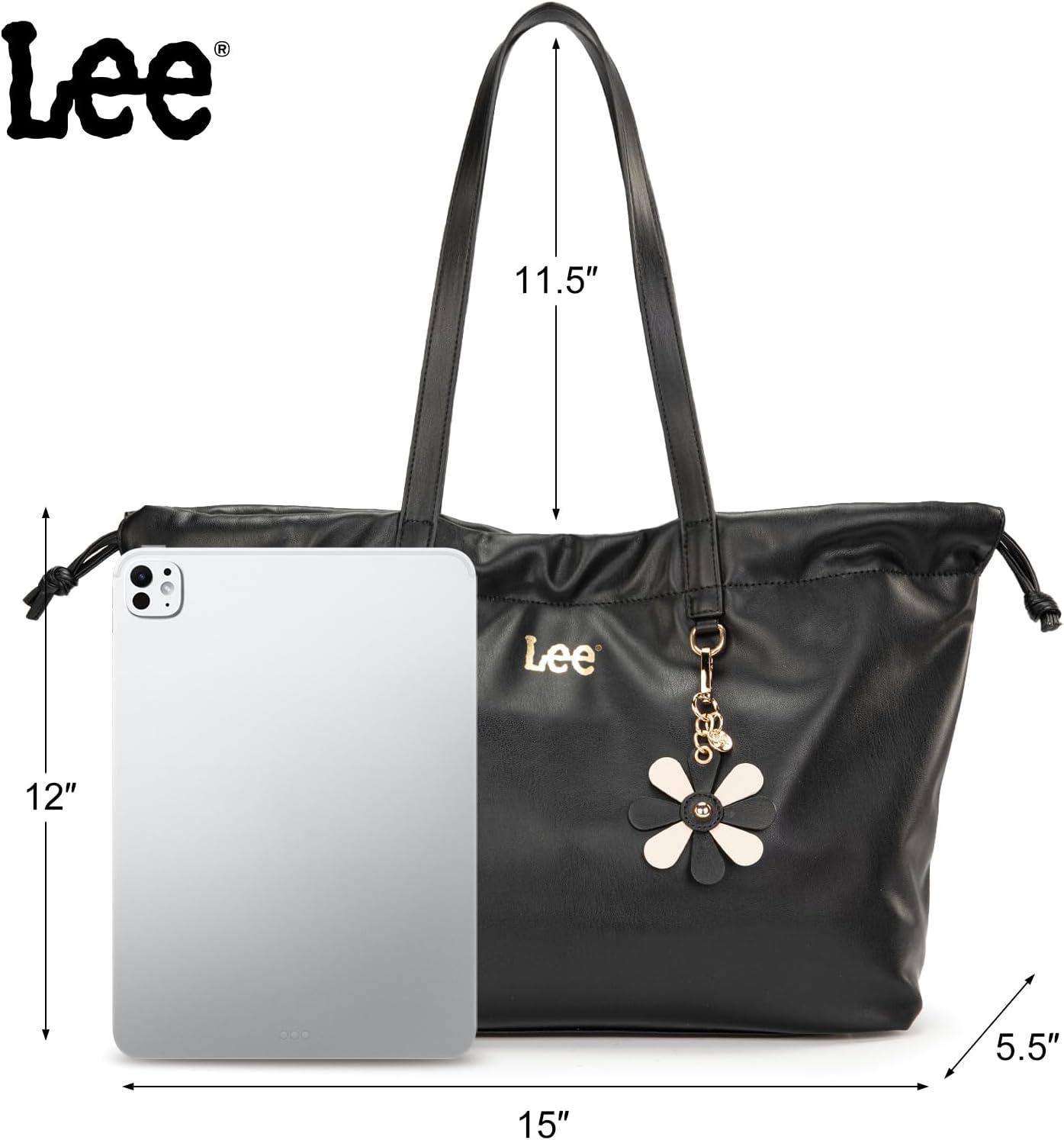 imageMONTANA WEST x Lee Drawstring Crossbody Bag for Women PU Leather Small Vintage Dustbag Style Shoulder Bag PurseBlack