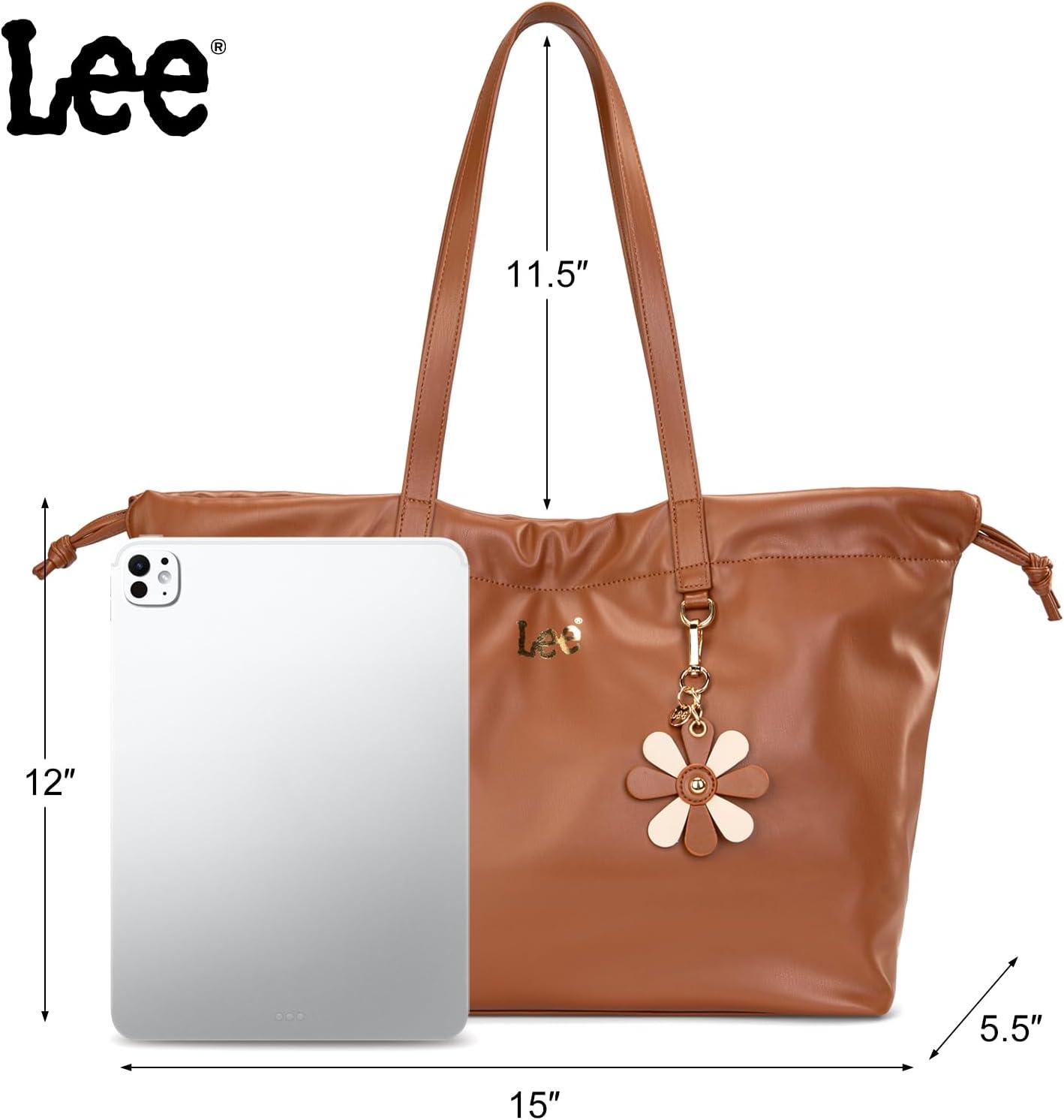 imageMONTANA WEST x Lee Drawstring Crossbody Bag for Women PU Leather Small Vintage Dustbag Style Shoulder Bag PurseBrown