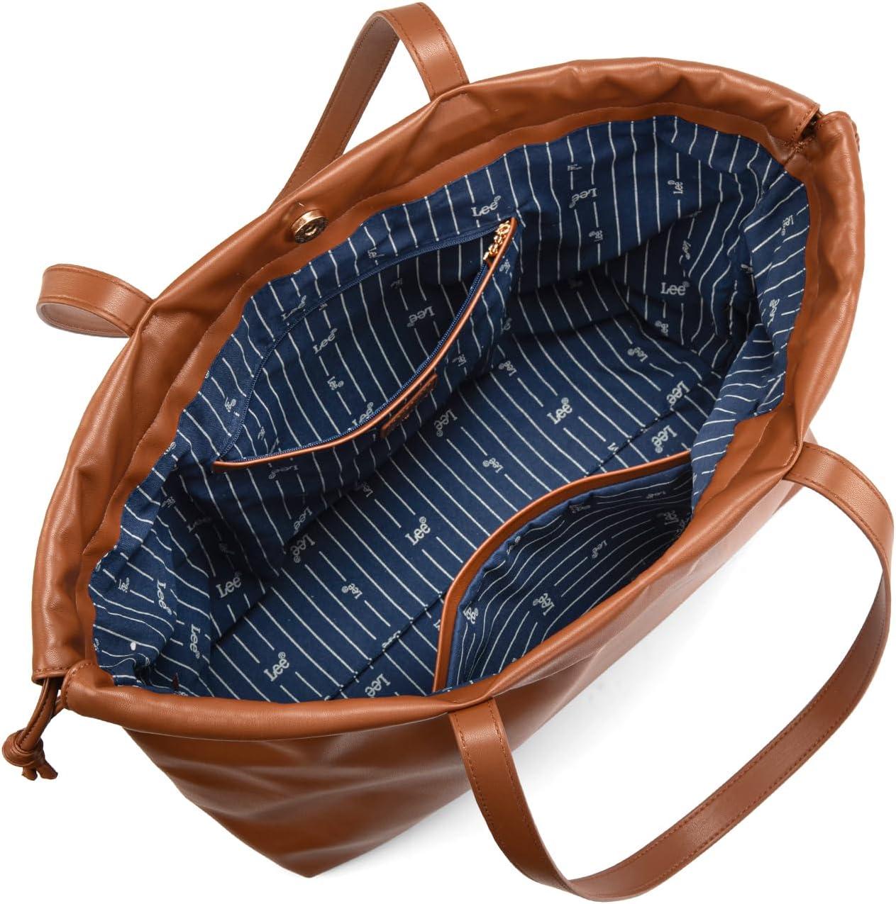 imageMONTANA WEST x Lee Drawstring Crossbody Bag for Women PU Leather Small Vintage Dustbag Style Shoulder Bag PurseBrown
