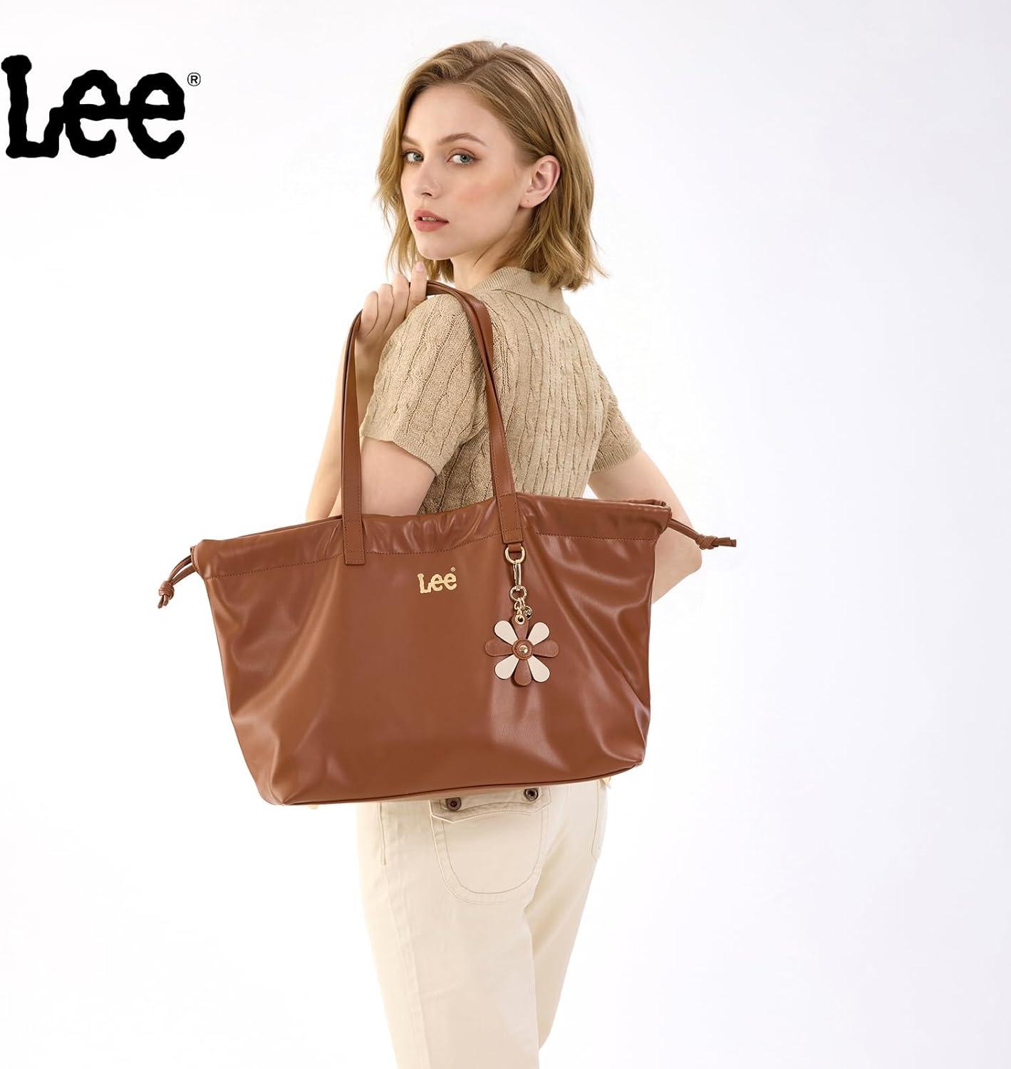 imageMONTANA WEST x Lee Drawstring Crossbody Bag for Women PU Leather Small Vintage Dustbag Style Shoulder Bag PurseBrown