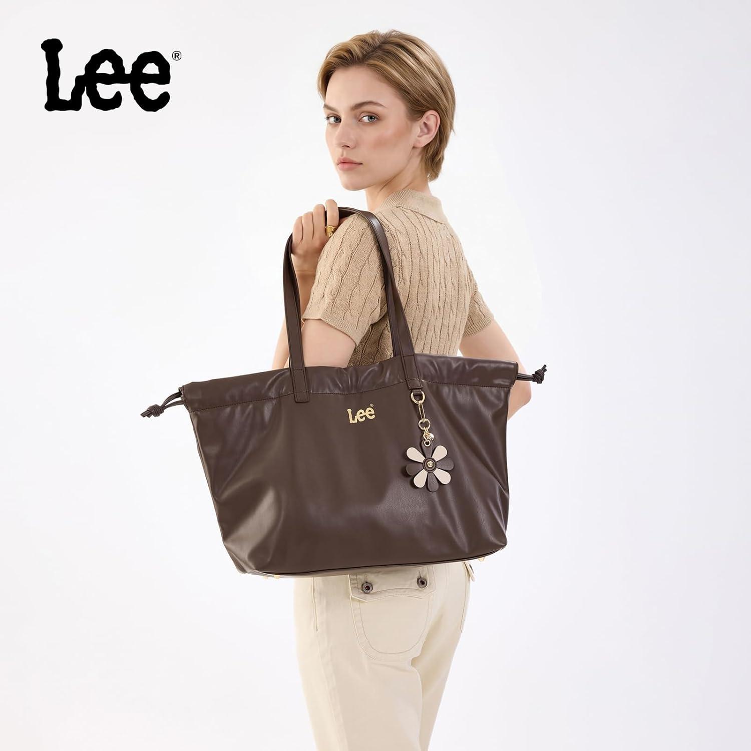 imageMONTANA WEST x Lee Drawstring Crossbody Bag for Women PU Leather Small Vintage Dustbag Style Shoulder Bag PurseCoffee