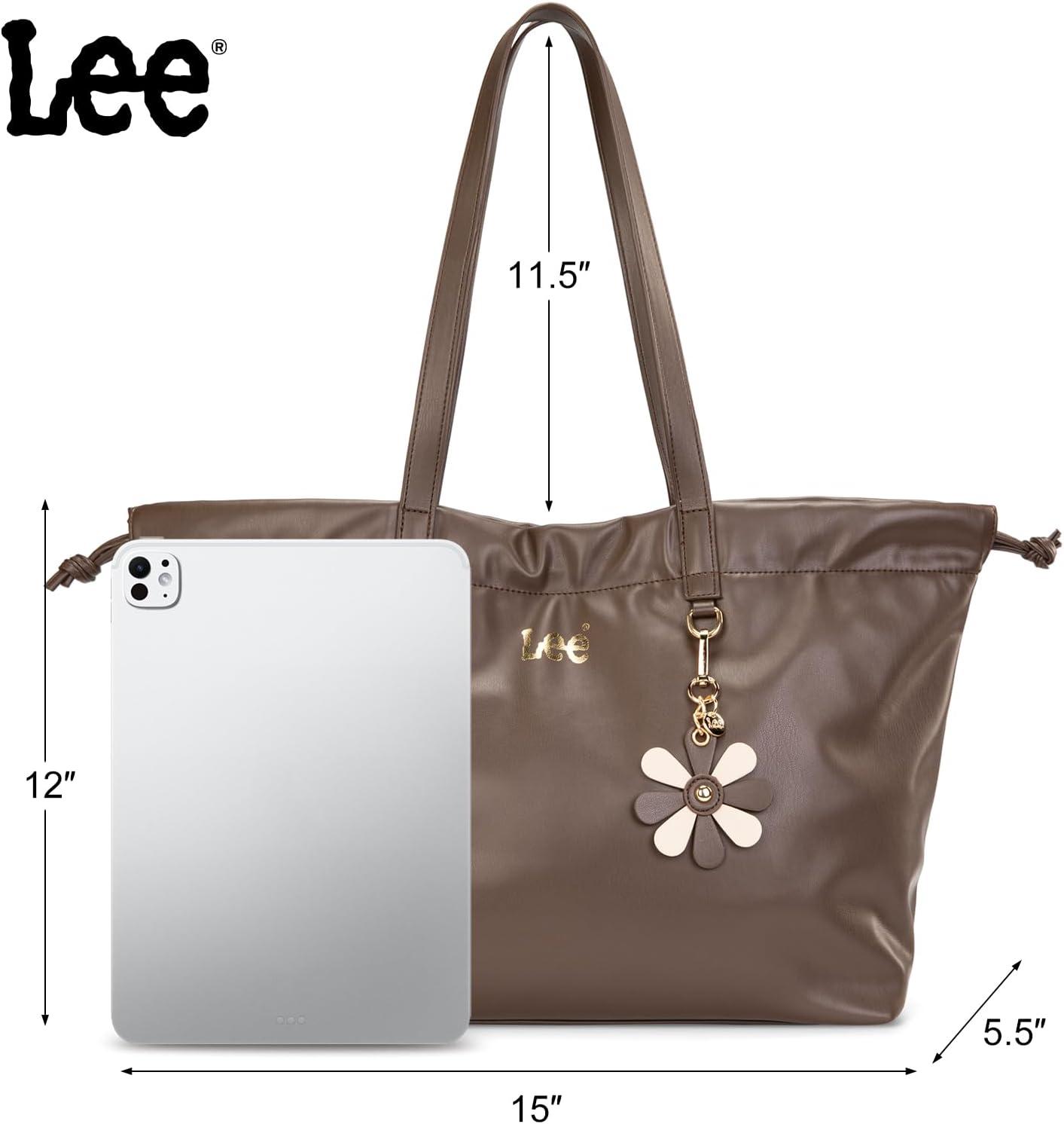 imageMONTANA WEST x Lee Drawstring Crossbody Bag for Women PU Leather Small Vintage Dustbag Style Shoulder Bag PurseCoffee
