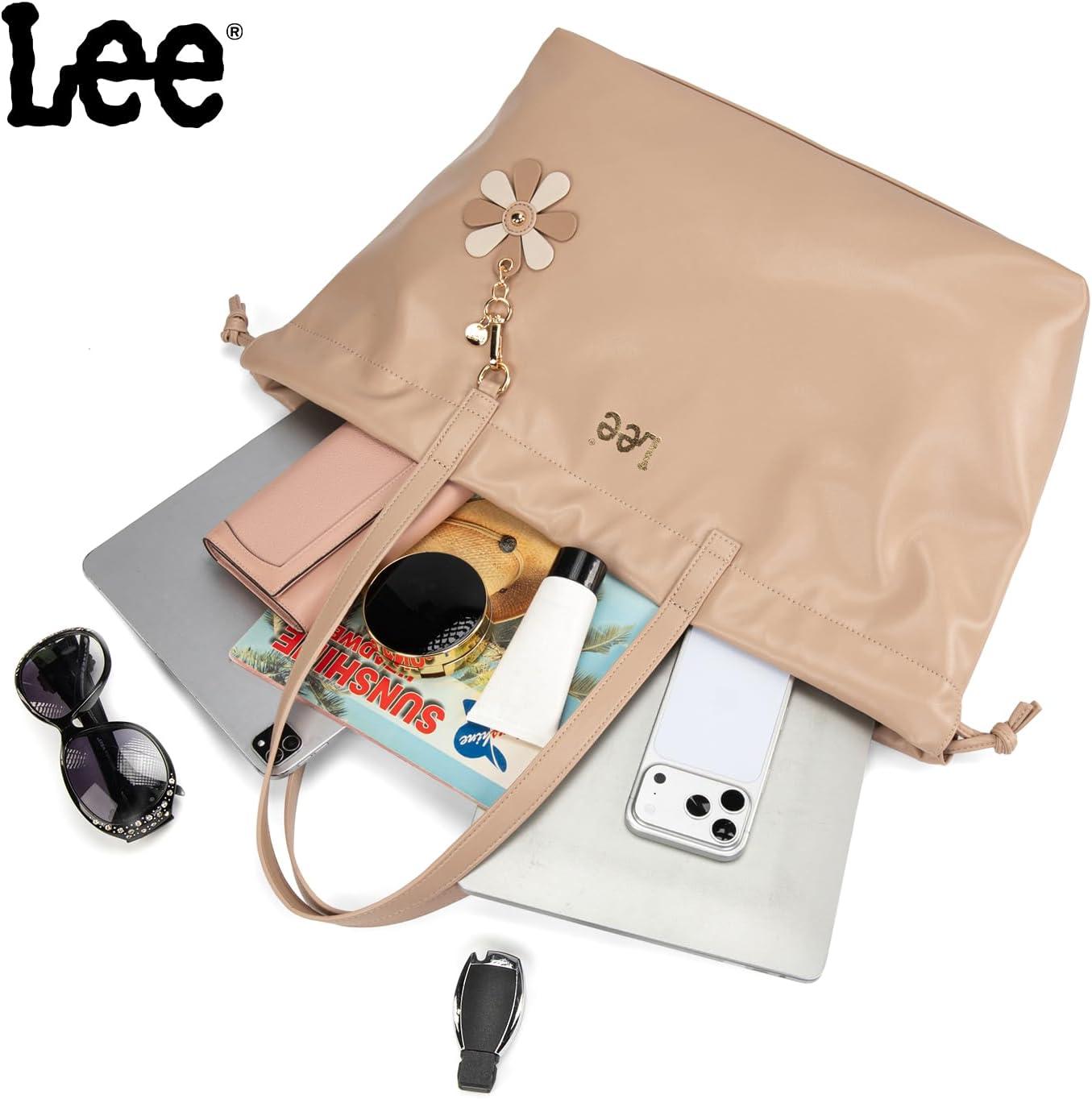 imageMONTANA WEST x Lee Drawstring Crossbody Bag for Women PU Leather Small Vintage Dustbag Style Shoulder Bag PurseKhaki