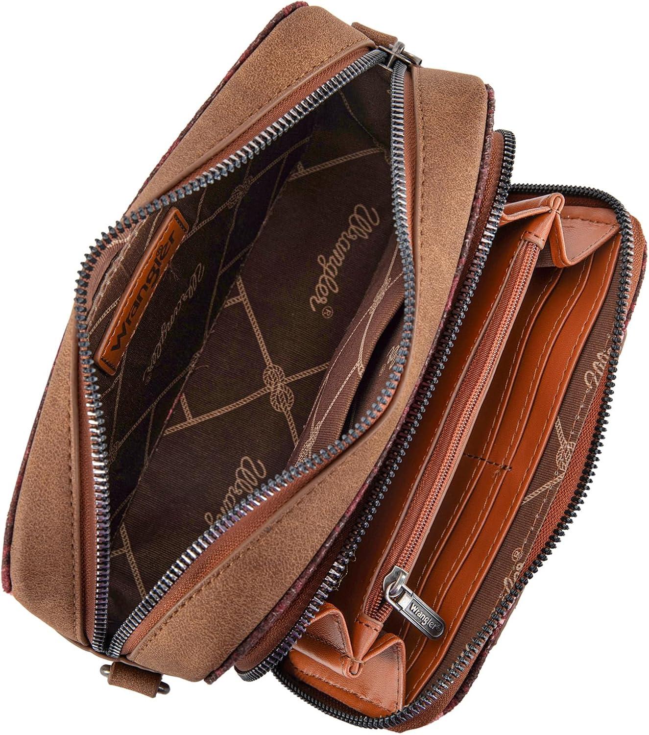 imageWrangler Aztec Crossbody Bag for Women Multi Pocket Shoulder Bag Boho Cross Body Wallet PurseAztecdeep Pink