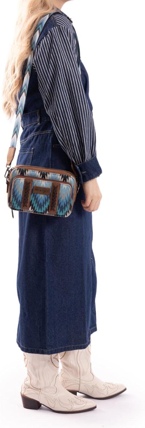 imageWrangler Aztec Crossbody Bag for Women Multi Pocket Shoulder Bag Boho Cross Body Wallet PurseAztecjean