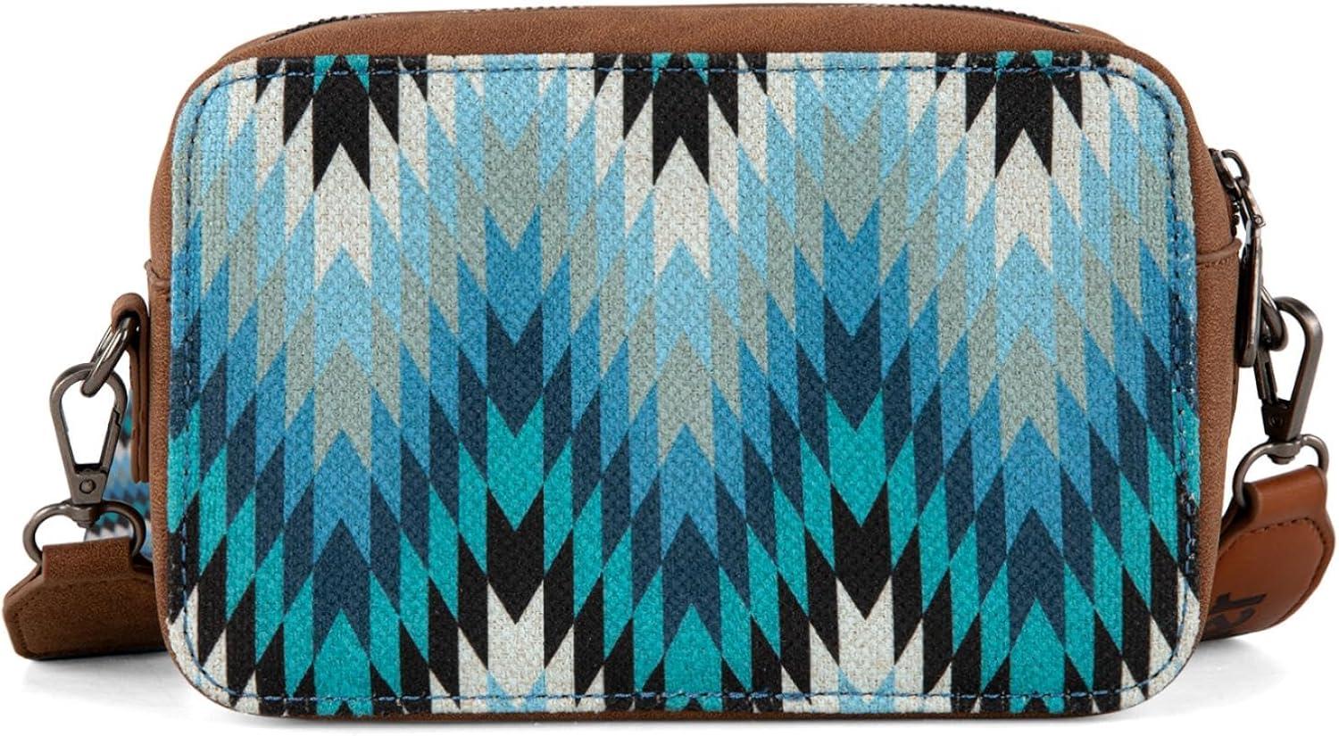 imageWrangler Aztec Crossbody Bag for Women Multi Pocket Shoulder Bag Boho Cross Body Wallet PurseAztecjean