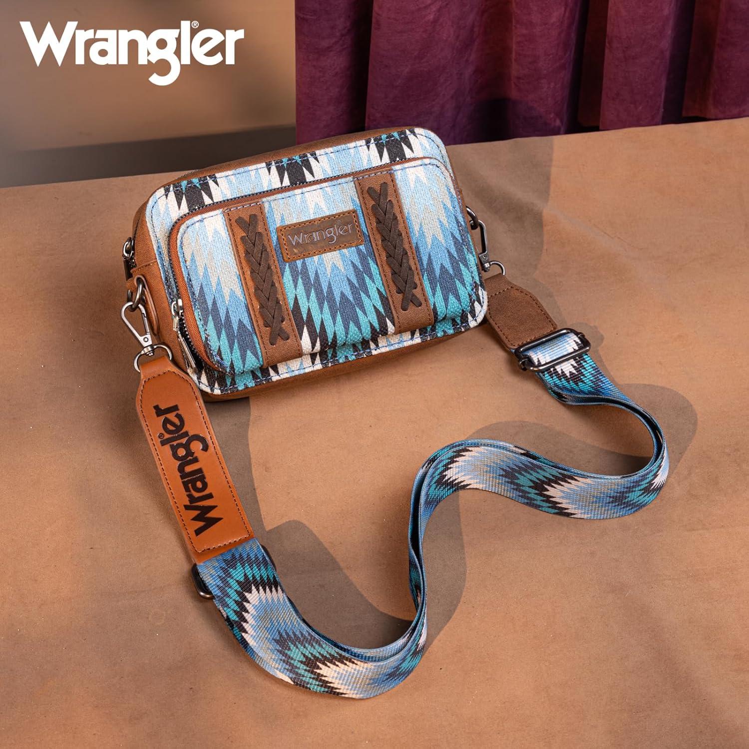 imageWrangler Aztec Crossbody Bag for Women Multi Pocket Shoulder Bag Boho Cross Body Wallet PurseAztecjean