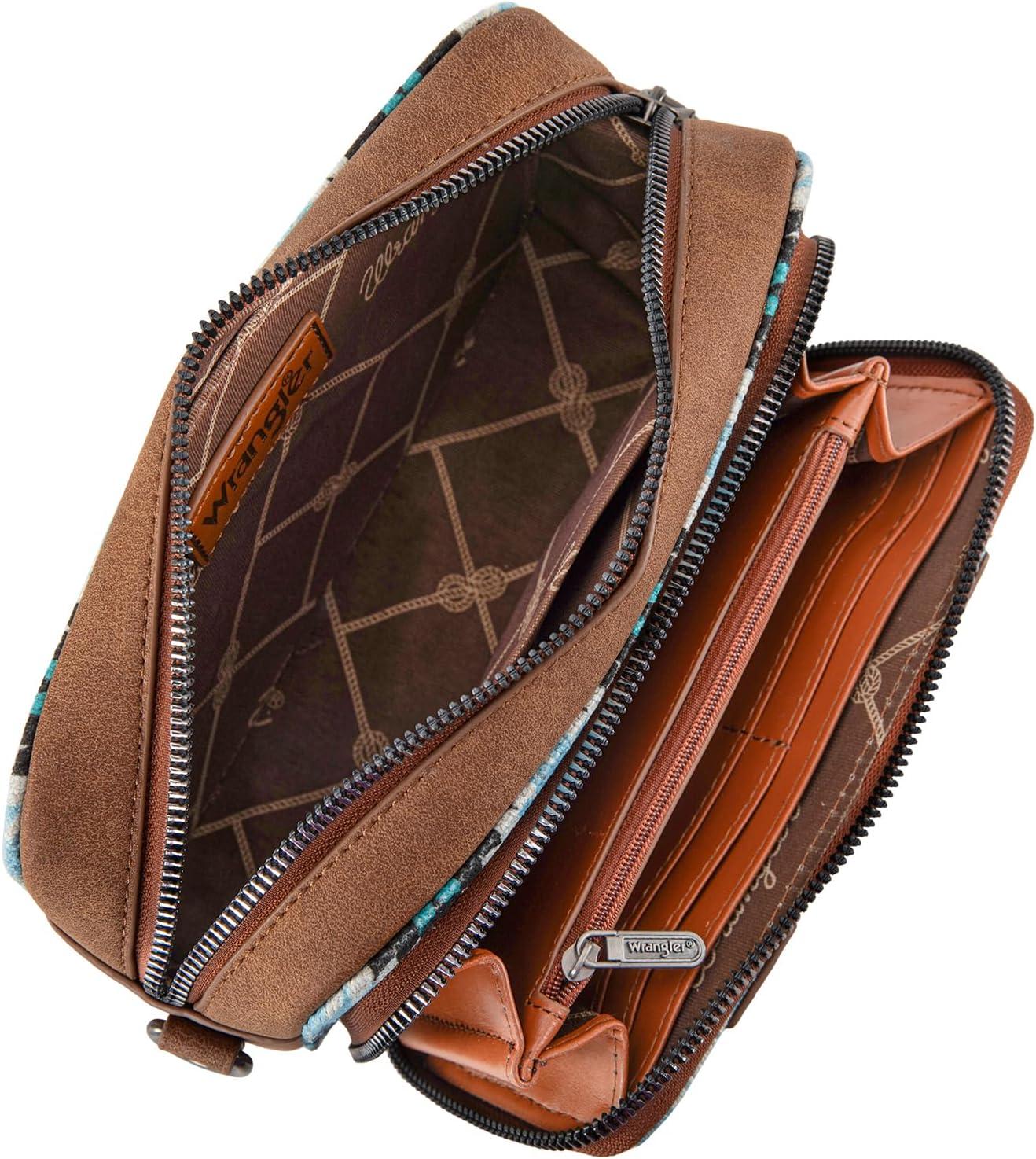 imageWrangler Aztec Crossbody Bag for Women Multi Pocket Shoulder Bag Boho Cross Body Wallet PurseAztecjean