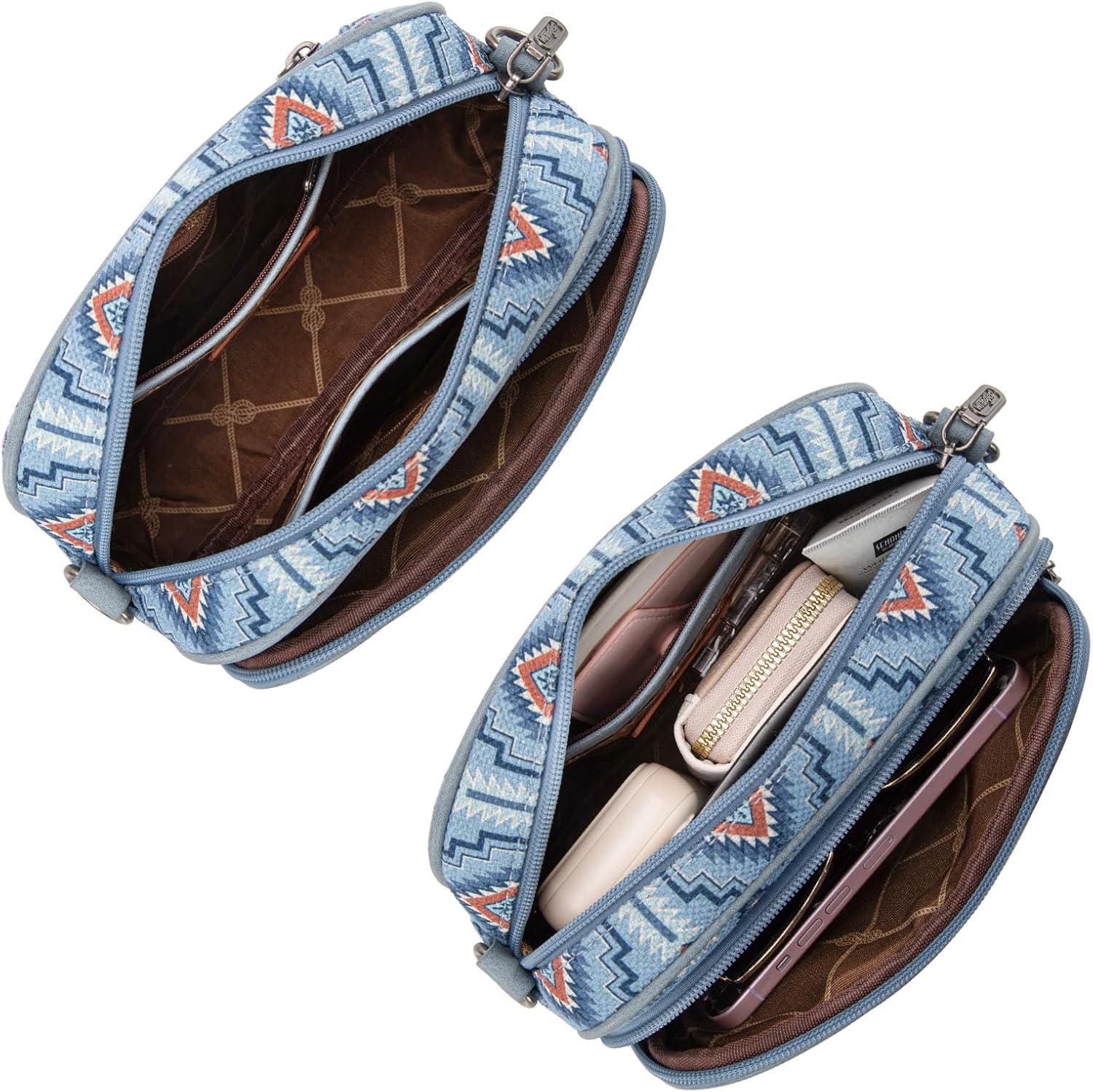 imageWrangler Aztec Crossbody Bags for Women Crossbody Purse Shoulder Handbag Crossover Bag with Two Replaceable StrapJean