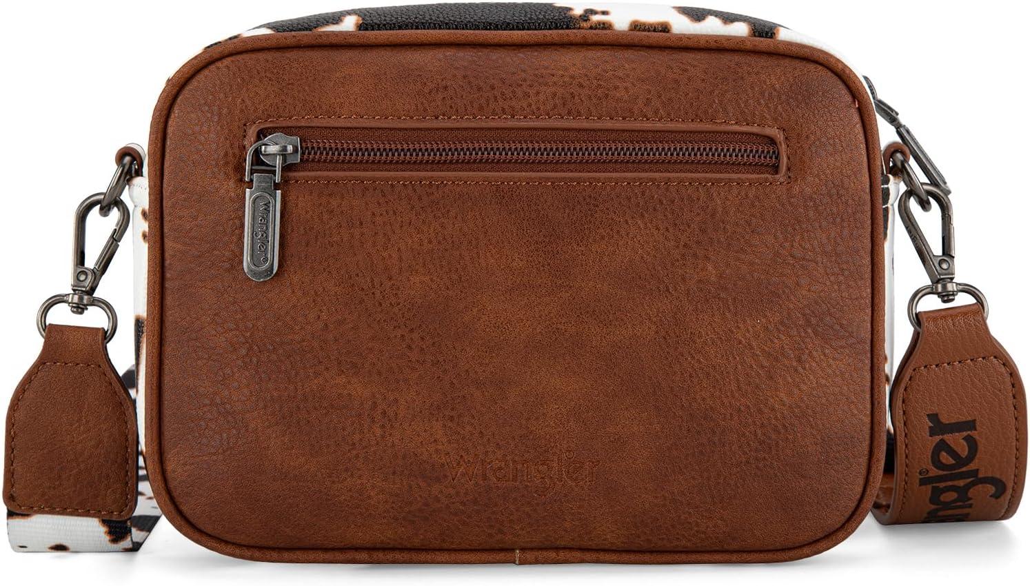 imageWrangler Crossbody Bag for Women Multi Pocket Crossover Bag Shoulder Pursea with Adjustable StrapAcow Print Brown
