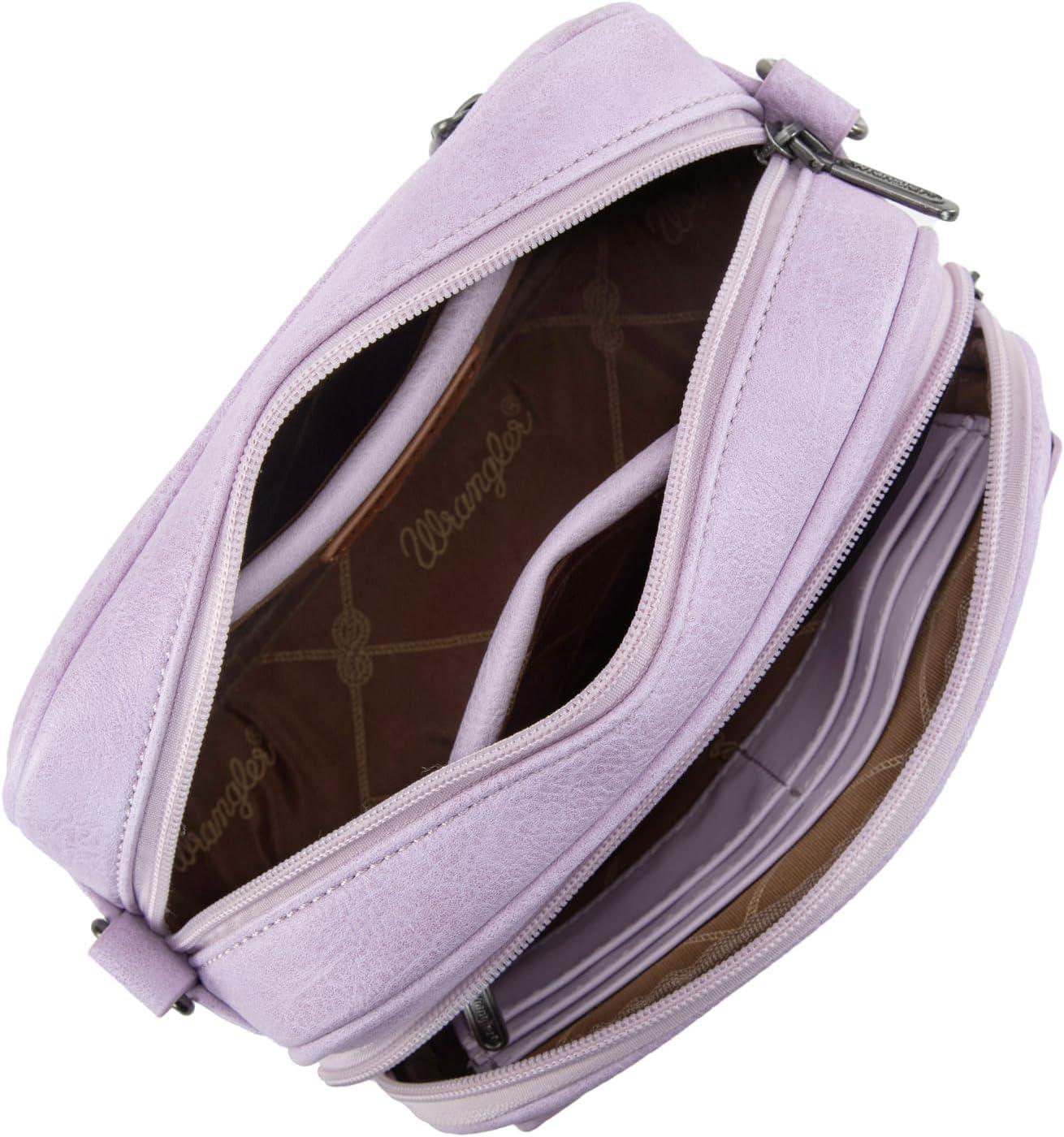 imageWrangler Crossbody Bag for Women Multi Pocket Crossover Bag Shoulder Pursea with Adjustable StrapPurple